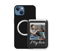 Sunrive Custodia con Personalizzabile per MagSafe Portafoglio - Cover Antiurto Compatibile con iPhone 13 - Porta Carte e Funzione Stand per Guardare Video, Foto o Testo Personalizzato