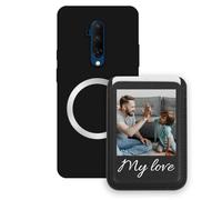 Sunrive Custodia con Personalizzabile per MagSafe Portafoglio - Cover Antiurto Compatibile con OnePlus 7T Pro - Porta Carte e Funzione Stand per Guardare Video, Foto o Testo Personalizzato