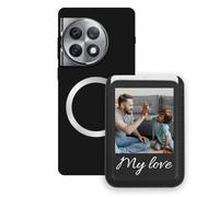 Sunrive Custodia con Personalizzabile per MagSafe Portafoglio - Cover Antiurto Compatibile con OnePlus Ace 2 Pro - Porta Carte e Funzione Stand per Guardare Video, Foto o Testo Personalizzato