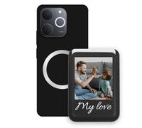 Sunrive Custodia con Personalizzabile per MagSafe Portafoglio - Cover Antiurto Compatibile con Realme Note 70 - Porta Carte e Funzione Stand per Guardare Video, Foto o Testo Personalizzato
