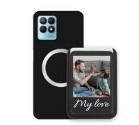 Sunrive Custodia con Personalizzabile per MagSafe Portafoglio - Cover Antiurto Compatibile con REALME 8I - Porta Carte e Funzione Stand per Guardare Video, Foto o Testo Personalizzato