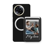 Sunrive Custodia con Personalizzabile per MagSafe Portafoglio - Cover Antiurto Compatibile con Realme 11 5G - Porta Carte e Funzione Stand per Guardare Video, Foto o Testo Personalizzato