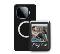 Sunrive Custodia con Personalizzabile per MagSafe Portafoglio - Cover Antiurto Compatibile con vivo Y200 GT - Porta Carte e Funzione Stand per Guardare Video, Foto o Testo Personalizzato