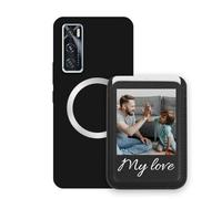 Sunrive Custodia con Personalizzabile per MagSafe Portafoglio - Cover Antiurto Compatibile con vivo Y70 - Porta Carte e Funzione Stand per Guardare Video, Foto o Testo Personalizzato