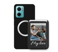 Sunrive Custodia con Personalizzabile per MagSafe Portafoglio - Cover Antiurto Compatibile con Xiaomi Redmi Note 11E - Porta Carte e Funzione Stand per Guardare Video, Foto o Testo Personalizzato