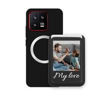 Sunrive Custodia con Personalizzabile per MagSafe Portafoglio - Cover Antiurto Compatibile con Xiaomi 13 - Porta Carte e Funzione Stand per Guardare Video, Foto o Testo Personalizzato