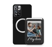 Sunrive Custodia con Personalizzabile per MagSafe Portafoglio - Cover Antiurto Compatibile con Xiaomi Redmi Note 11 Pro Plus - Porta Carte e Funzione Stand, Foto o Testo Personalizzato