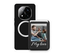 Sunrive Custodia con Personalizzabile per MagSafe Portafoglio - Cover Antiurto Compatibile con Xiaomi Redmi 13 5G - Porta Carte e Funzione Stand, Foto o Testo Personalizzato