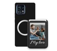 Sunrive Hülle mit personalisierter für MagSafe-Wallet - Handyhülle kompatibel mit Motorola edge40 pro - Handy Kartenhalter mit Standfunktion, mit Foto oder Text personalisierbar