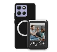 Sunrive Hülle mit personalisierter für MagSafe-Wallet - Handyhülle kompatibel mit Motorola Moto G100 Pro - Handy Kartenhalter mit Standfunktion, mit Foto oder Text personalisierbar