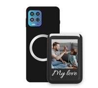 Sunrive Hülle mit personalisierter für MagSafe-Wallet - Handyhülle kompatibel mit Motorola Moto G100 - Handy Kartenhalter mit Standfunktion zum Ansehen von Videos, mit Foto oder Text personalisierbar