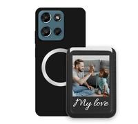 Sunrive Personalizzabile per MagSafe Portafoglio con Custodia Compatibile con Motorola G 2026/G 5G 2025 Cover Antiurto - Porta Carte e Funzione Stand per Guardare Video, Foto o Testo Personalizzato