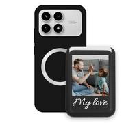 Sunrive Personalizzabile per MagSafe Portafoglio con Custodia Compatibile con Poco F8 Pro Cover Antiurto - Porta Carte e Funzione Stand per Guardare Video, Foto o Testo Personalizzato