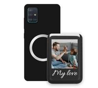 Sunrive Personalizzabile per MagSafe Portafoglio con Custodia Compatibile con Samsung Galaxy A51 4G Cover Antiurto - Porta Carte e Funzione Stand per Guardare Video, Foto o Testo Personalizzato