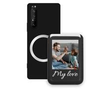 Sunrive Personalizzabile per MagSafe Portafoglio con Custodia Compatibile con Sony Xperia 1 II 5G Cover Antiurto - Porta Carte e Funzione Stand per Guardare Video, Foto o Testo Personalizzato