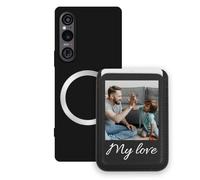 Sunrive Personalizzabile per MagSafe Portafoglio con Custodia Compatibile con Sony Xperia 1V 2023 Cover Antiurto - Porta Carte e Funzione Stand per Guardare Video, Foto o Testo Personalizzato