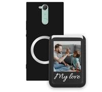 Sunrive Personalizzabile per MagSafe Portafoglio con Custodia Compatibile con Sony Xperia XA2 Plus Cover Antiurto - Porta Carte e Funzione Stand per Guardare Video, Foto o Testo Personalizzato