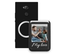 Sunrive Personalizzabile per MagSafe Portafoglio con Custodia Compatibile con Sony Xperia XA2 Ultra Cover Antiurto - Porta Carte e Funzione Stand per Guardare Video, Foto o Testo Personalizzato