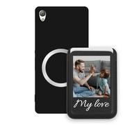 Sunrive Personalizzabile per MagSafe Portafoglio con Custodia Compatibile con Sony Xperia Z2 Cover Antiurto - Porta Carte e Funzione Stand per Guardare Video, Foto o Testo Personalizzato