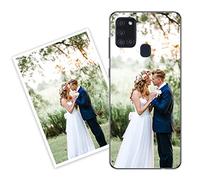 Sunrive Personalizzate Cover compatibile con Samsung Galaxy A21s personalizzabile con Foto Testi Frase Logo Disegni e Grafiche Personalizzata, assorbimento degli urti morbido TPU trasparente