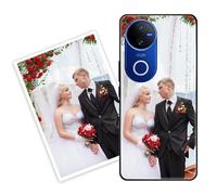 Sunrive Personalizzate Cover compatibile con Vivo V50 personalizzabile con Foto Testi Frase Logo Disegni e Grafiche Personalizzata, Bordo TPU + Design in Vetro Temperato Posteriore