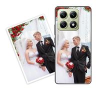 Sunrive Personalizzate Cover compatibile con Xiaomi 14T Pro personalizzabile con Foto Testi Frase Logo Disegni e Grafiche Personalizzata, Bordo TPU + Design in Vetro Temperato Posteriore