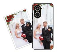 Sunrive Personalizzate Cover compatibile con Xiaomi Poco C71 personalizzabile con Foto Testi Frase Logo Disegni e Grafiche Personalizzata, Bordo TPU + Design in Vetro Temperato Posteriore
