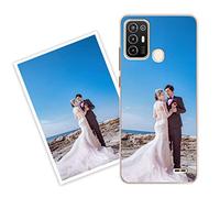 Sunrive Personalizzate Cover compatibile con ZTE Blade A52 personalizzabile con Foto Testi Frase Logo Disegni e Grafiche Personalizzata, assorbimento degli urti morbido TPU trasparente