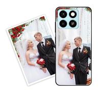 Sunrive Personalizzate Cover compatibile con ZTE Blade A55 personalizzabile con Foto Testi Frase Logo Disegni e Grafiche Personalizzata, Bordo TPU + Design in Vetro Temperato Posteriore