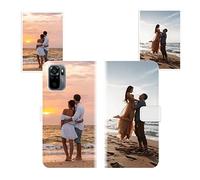 Sunrive Personalizzate Pelle Cover compatibile con Xiaomi Redmi Note 10S personalizzabile con Foto Testi Frase Logo e Grafiche Personalizzata, cordino per cellulare universale