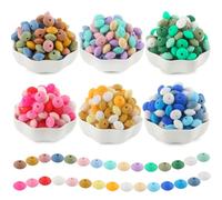 Sunrony 300 perline di lenticchie in silicone di colori misti, 12 mm, perline in silicone per portachiavi, perline abaco in silicone sfuso, per la creazione di collane, bracciali e perline spaziali in