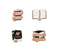 Sunruchao Set regalo per amanti dei libri, spille smaltate, spille, distintivi e zaini, decorazione per abbigliamento, Metallo