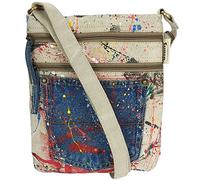 Sunsa Borsa a tracolla da donna, borsa a tracolla vegana in tela/tela. Borsa a tracolla in stile vintage con molti scomparti. Ogni borsa a tracolla è unica.