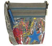 Sunsa Borsa a tracolla da donna, borsa a tracolla vegana in tela/tela. Borsa a tracolla in stile vintage con molti scomparti. Ogni borsa a tracolla è unica.