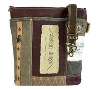 Sunsa Borsa a tracolla da donna in tela e cuoio, borsa da donna in stile vintage, borsa a tracolla da donna