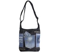 Sunsa - Borsa a tracolla da donna, in tela e pelle, con jeans, piccola borsa a tracolla da donna, vintage, crossbody, per adolescenti, alla moda, colore: Nero