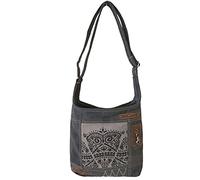 Sunsa Borsa a tracolla da donna, in tela e pelle, prodotti sostenibili, grande vintage, borsa a tracolla, borsa a tracolla in tela, idea regalo per donne e ragazze, Schwarz, 35x30x7,5 cm, Rétro