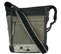 Sunsa Borsa a tracolla da donna La borsa sostenibile Crossbody Hobo è realizzata in 100% cotone/tela e pelle. Grande borsa in tessuto come idea regalo per le donne, nero, verde kahki, m