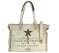 Sunsa Borsa da donna grande borsa XXL in tela e cuoio, borsa da spiaggia sostenibile con cerniera e stella. Borsa a tracolla vintage come idea regalo per le donne, beige., 50x42x23 cm