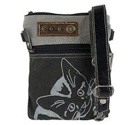 Sunsa Borsa da Donna Piccola in Tela Sostenibile - Tracolla Vintage Crossbody, Idee Regalo, Motivo Gatto, Nero/Grigio, 17x24 cm