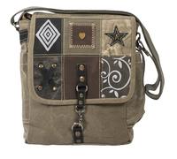 Sunsa Borsa messenger da donna, in tela/tela e pelle, borsa a tracolla di medie dimensioni, stile vintage, patchwork, borsa a tracolla da donna