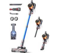 SunSare X9 Aspirapolvere Senza Fili Potente 550W/45KPA, 60 Minuti Scopa Elettrica Senza Fili Stand-Up Carica a Parete Spazzola Antigroviglio per Moquette Pavimenti Duri Peli Animali Auto