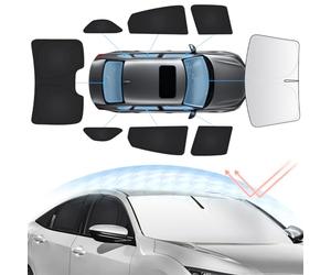 Sunsdrew Kit di 8 parasole per parabrezza per Honda Civic 10a generazione 2016-2021. Parasole completo per finestrini posteriori e laterali, pieghevole, protegge dai raggi UV e dal calore, accessori