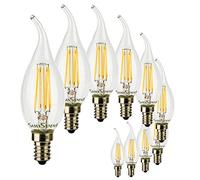SUNSEED 10x Lampadina E14 Filamento LED 6W Colpo di Vento 806 Lumen Luce Calda 2700K