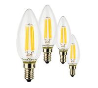 SUNSEED 4x Lampadina E14 Filamento LED 5W Candela C35 600 Lm Luce Calda 2700K, 48W Equivalente