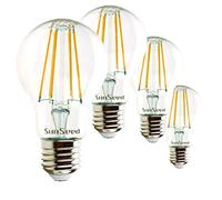 SUNSEED 4x Lampadina E27 Filamento LED 7W Goccia A60 806 Lumen Luce Calda 2700K, 60W Equivalente