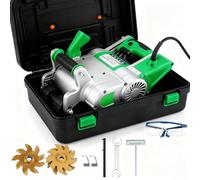 Sunseota Macchina per scanalatura di muri, 1100 W 110 V/220 V, scanalatrice elettrica Portatile con 25 + 35 Lame, Regolabile Antipolvere, Taglio di scanalature per Mattoni, Cemento Green-110V