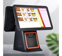 Sunseota Registratore di Cassa Doppio Schermo Touch 15.6", 15 CPU, 8G RAM, 128G SSD, Cassa Touch Screen per Gestione Negozio, Bar, Ristorante, supermercato, minimarket, Catering Black
