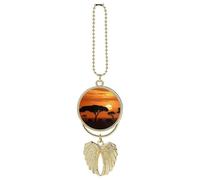 Sunset African Savana Car Hanging Ornament Rear View Mirror Pendant Lucky Presents Hanging Ornament Funny Car Pendant for Office Auto Home Decoration Gold-Style