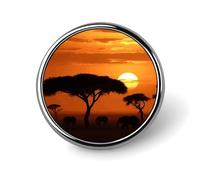Sunset African Savana Distintivo Rotondo Carino Smalto Spilla Spilla Spilla Personalizzata Abbigliamento Decorazione Unisex Porta Badge Cappelli Borse Camicie Decor